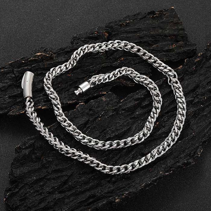 Hip-Hop Solid Color Stainless Steel Chain Jewelry Set