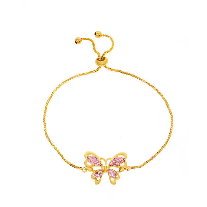 Elegant Butterfly Copper Inlay Zircon Bracelets