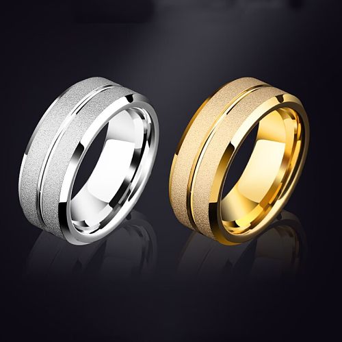 Wholesale Simple Style Solid Color Titanium Steel Plating 18K Gold Plated Rings