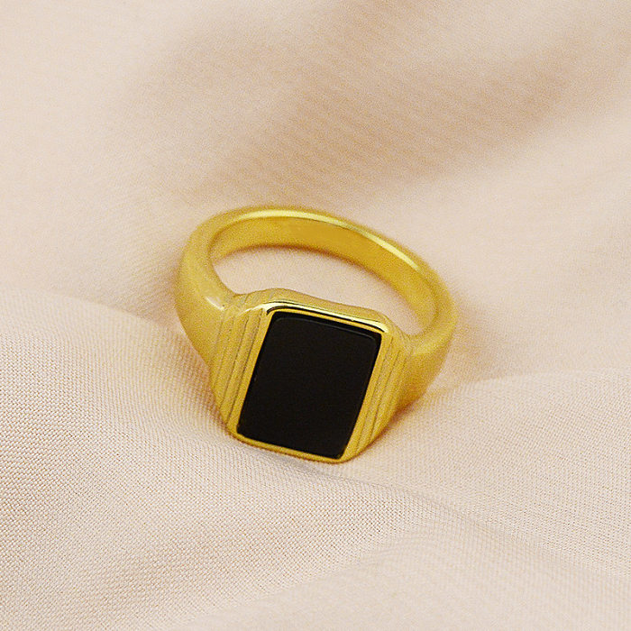Wholesale Exaggerated Square Titanium Steel 18K Gold Plated Rings