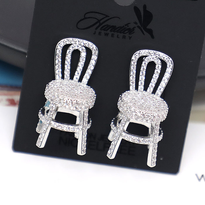 1 Pair Elegant Sweet Chair Plating Inlay Copper Zircon Ear Studs