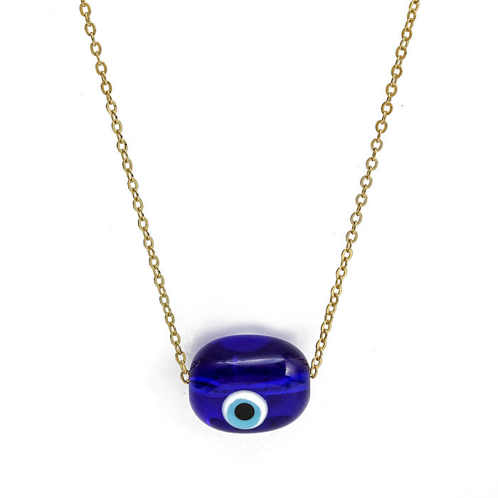 Classic Style Devil'S Eye Glass Copper Enamel Necklace