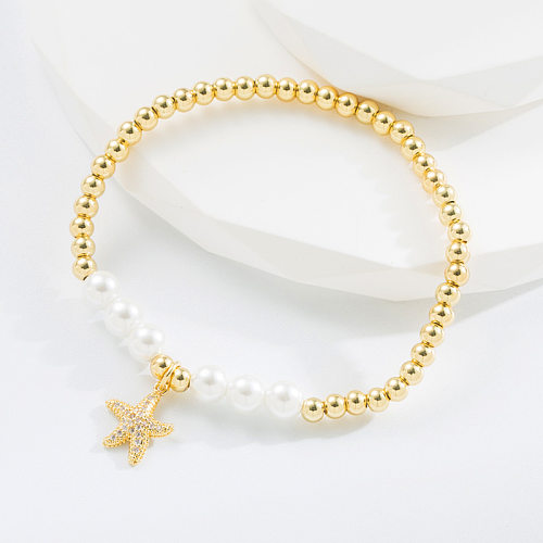Mode Kreuz Herzform Schmetterling Kupfer Inlay Künstliche Perlen Zirkon Armbänder 1 Stück
