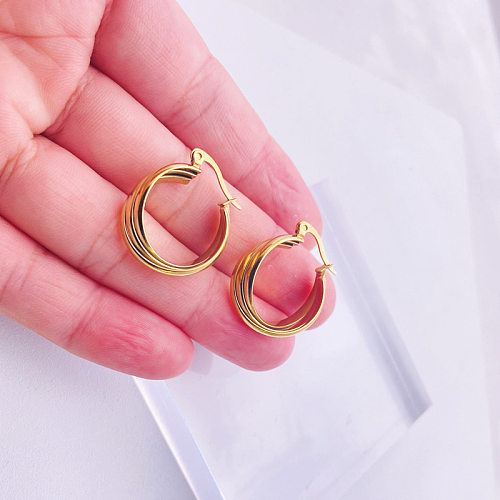 1 Pair Fashion Circle Solid Color Copper Plating Hoop Earrings