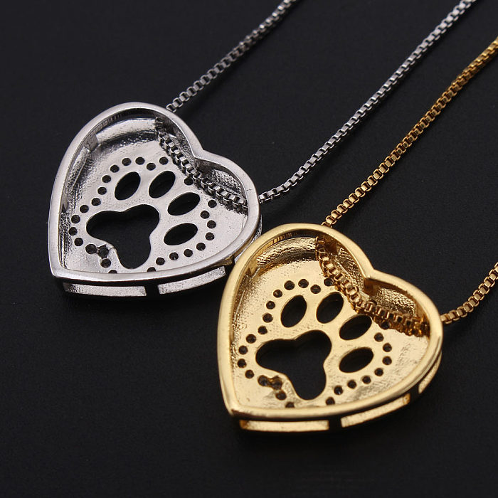 jewelry Simple Inlaid Zircon Heart-shaped Cat Claw Necklace Wholesale Jewelry