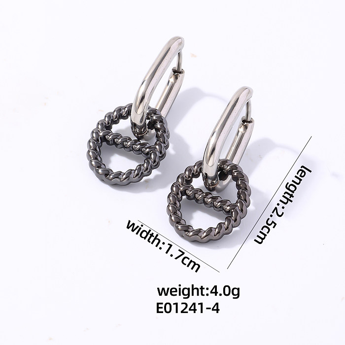 1 Pair Elegant Round Plating Stainless Steel Copper White Gold Plated Gold Plated Drop Earrings