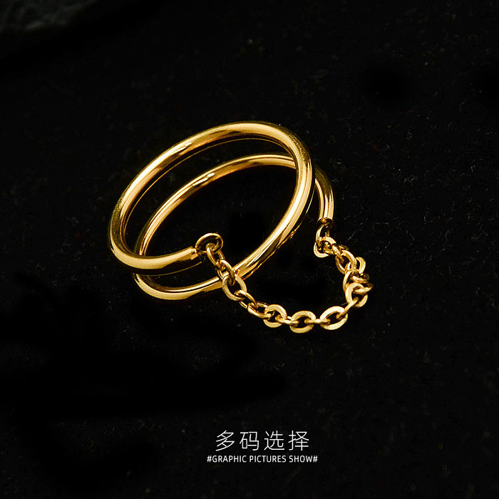Retro Simple Index Finger Double Ring Titanium Steel Plated 18K Without Fading Wholesale