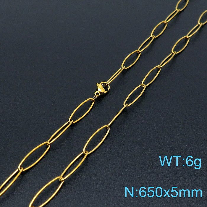 Simple Titanium Oval Clavicle Chain Bracelet Set Wholesale jewelry