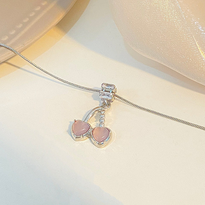 Simple Style Cherry Copper Patchwork 14K Gold Plated Pendant Necklace