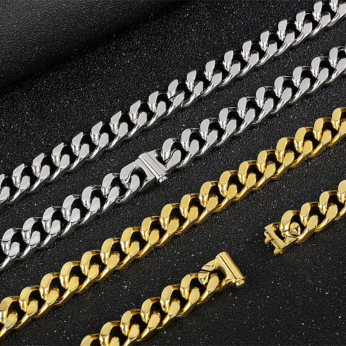 Hip-Hop Punk couleur unie titane acier placage bracelets collier