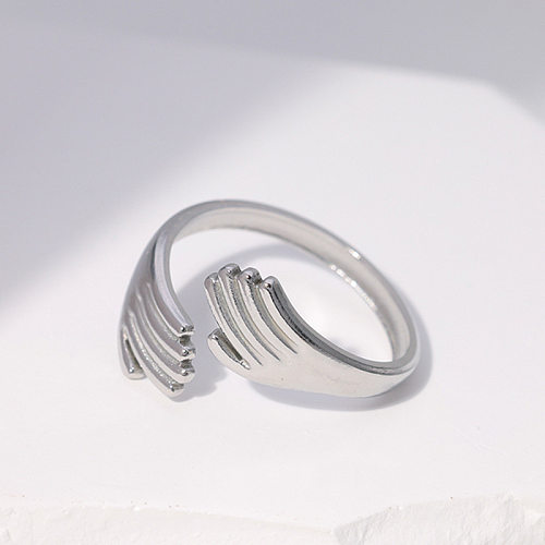 Fashion Hug Palm Stainless Steel Open Ring 1 Piece