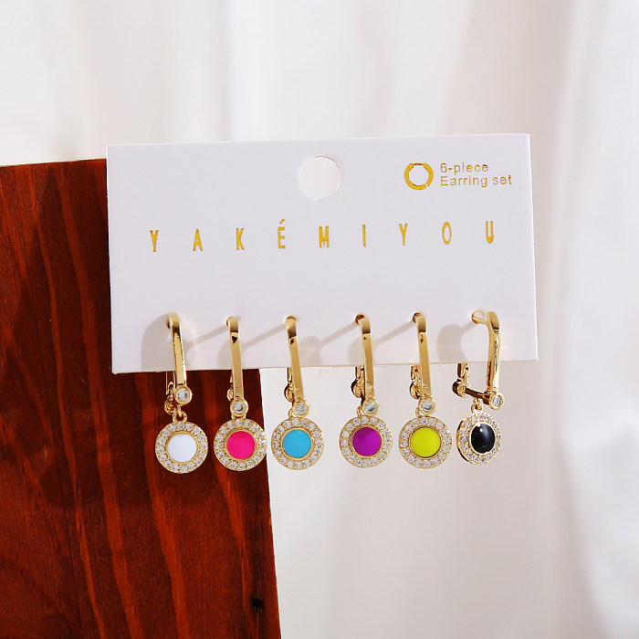 Casual Water Droplets Copper Plating Inlay Zircon 14K Gold Plated Drop Earrings Earrings