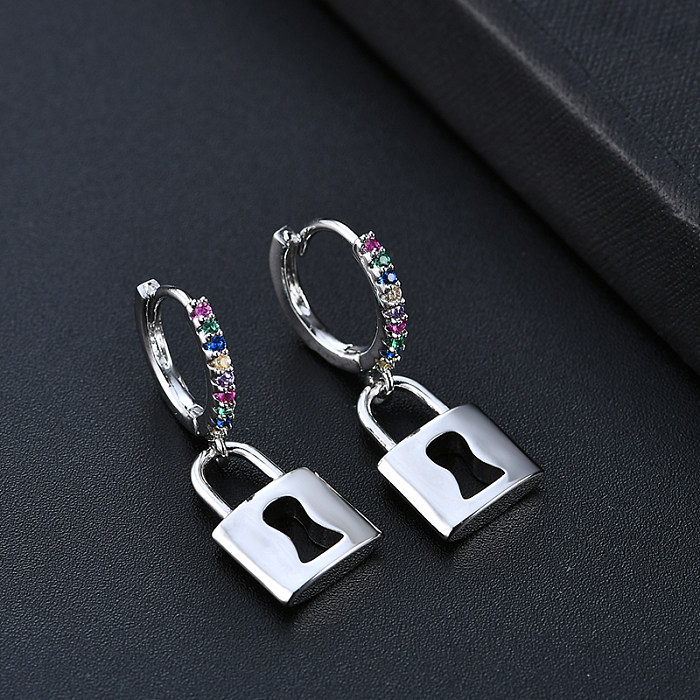 1 Pair IG Style Lock Plating Copper Gold Plated Silver Plated Earrings