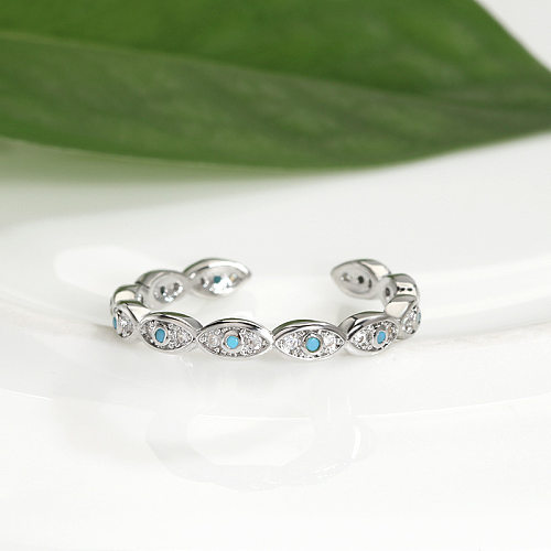 Modern Style Waves Copper Plating Inlay Artificial Gemstones Open Ring