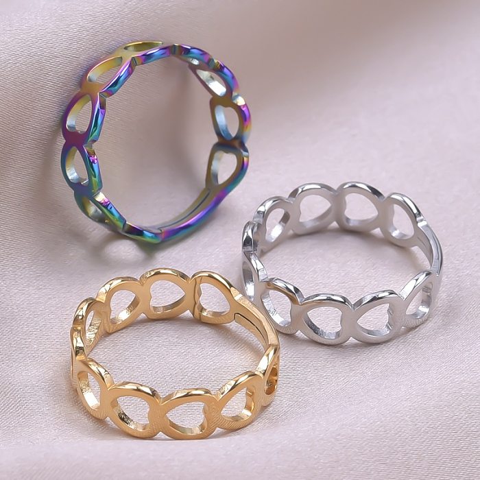 Commute Solid Color Stainless Steel Plating Gold Plated Rings