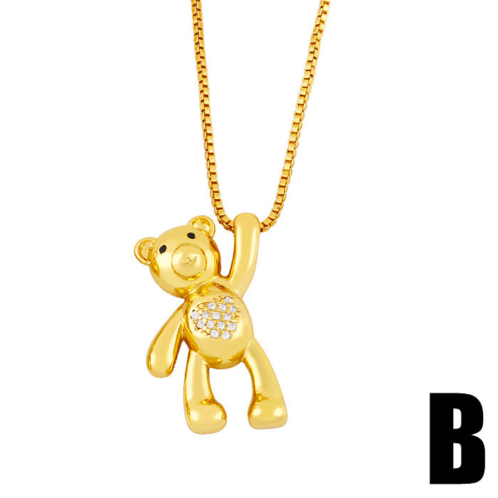 Wholesale Cute Bear Shape Copper Necklace jewelry