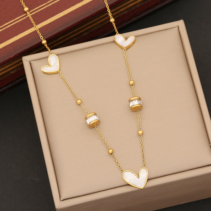 Simple Style Heart Shape Stainless Steel Plating Gold Plated Bracelets Earrings Necklace