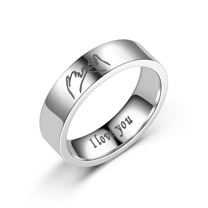 Retro-Ring „Love Ilove You Hand in Hand“ aus Titanstahl für Paare