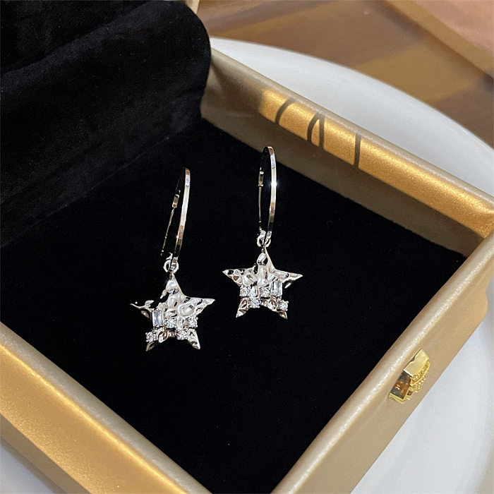 1 Pair Elegant Sweet Star Plating Copper Drop Earrings