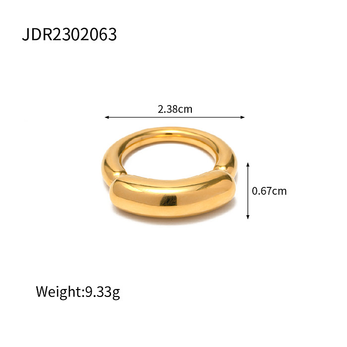 Elegant Oval Snake Stainless Steel Inlay Turquoise Zircon 18K Gold Plated Rings