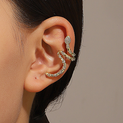 1 pieza estilo IG estilo Simple Animal serpiente chapado cobre 14K chapado en oro plateado Ear Cuffs