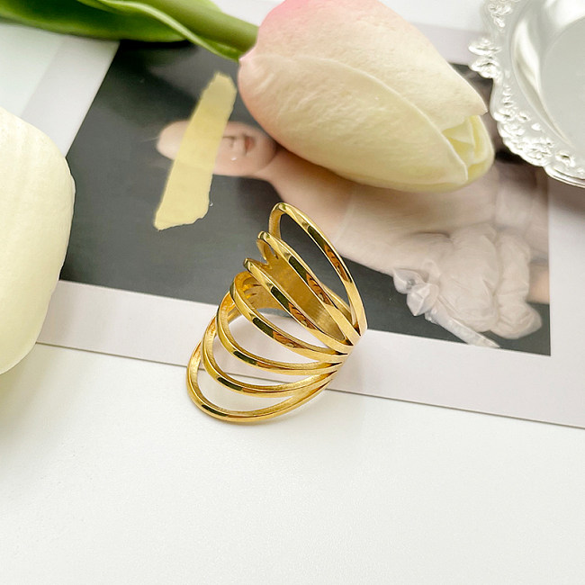 Artistic Solid Color Stainless Steel Gold Plated Rings In Bulk