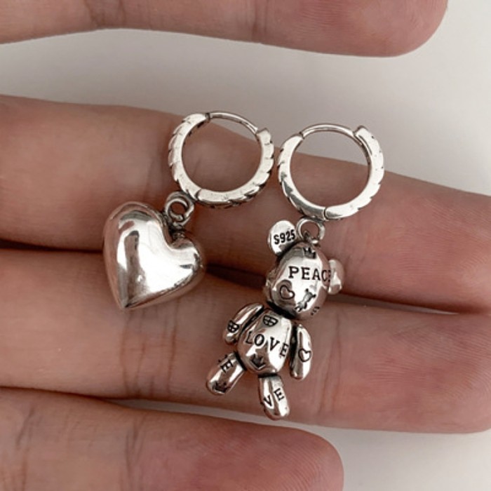 1 Pair Simple Style Bear Plating Copper Silver Plated Drop Earrings