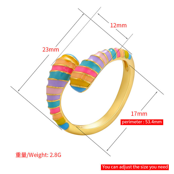 Drop Oil Opening Ring Caterpillar Snake-shaped Opening Color Ring 18K Gold-plated Women's Jewelry