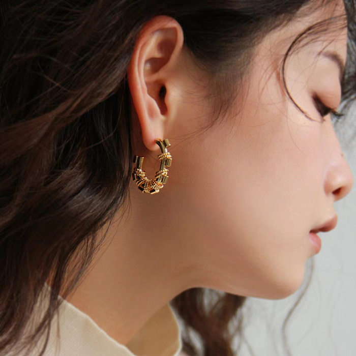 Retro C Shape Copper Earrings Plating Copper Earrings