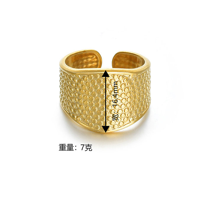Fashion Stainless Steel 14k Gold Retro Stitching Dot Open Index Finger Ring