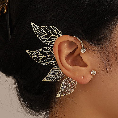 1 Piece Fairy Style Leaf Plating Copper Ear Clips