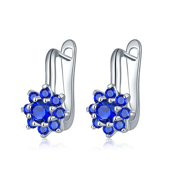 1 Pair Sweet Simple Style Round Flower Plating Inlay Copper Zircon Ear Studs