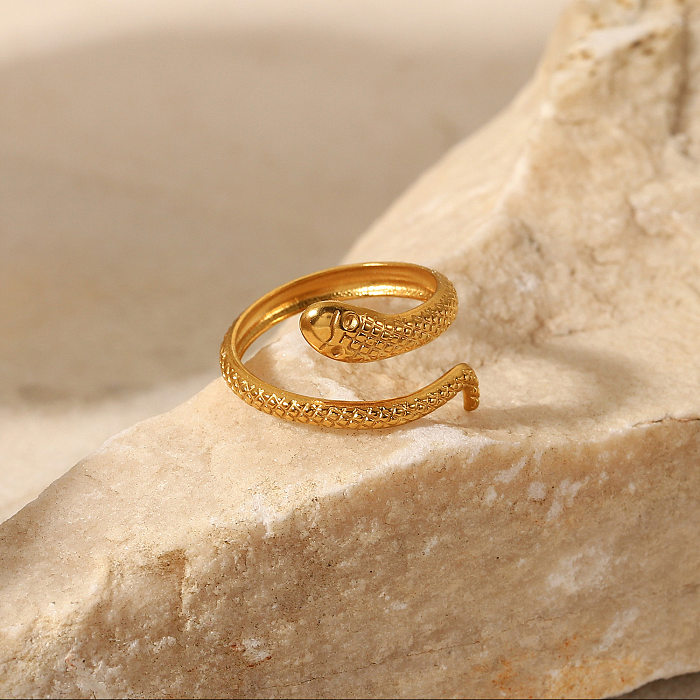 Mode-einfacher 18K Gold-Edelstahl-Schlangen-geometrischer offener Ring