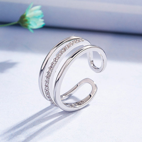 Fashion Geometric Copper Plating Zircon Open Ring
