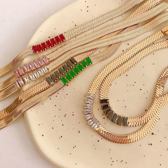 Collier de bracelets en zircon avec incrustation d'acier et de titane géométrique rétro