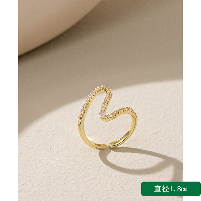 1 peça retro coração forma flor cobre incrustação zircão anel aberto