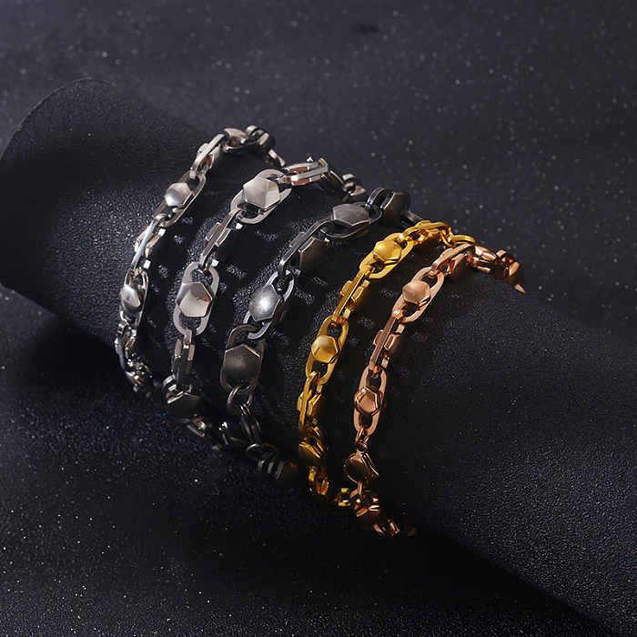 Collier de bracelets plaqué or 18 carats en acier inoxydable de couleur unie Rock Punk