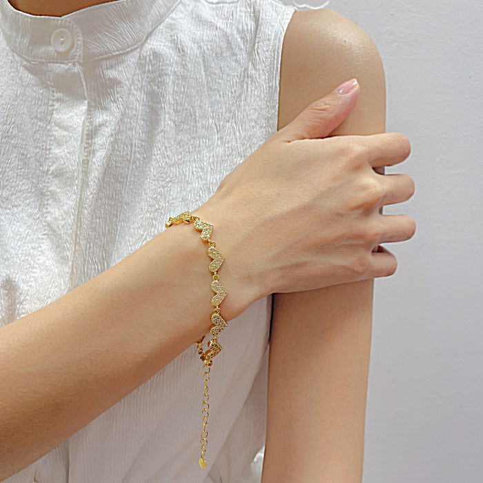 Bracelets en cuivre en forme de cœur de style simple et doux