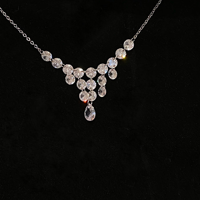 1 Piece Simple Style Round Copper Inlay Zircon Pendant Necklace