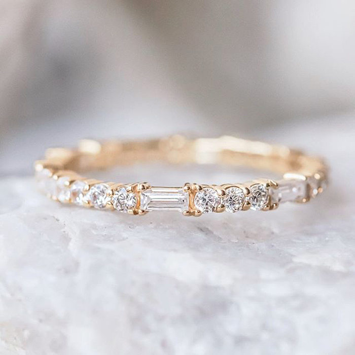 Women's Single Row Full Diamonds Zircon Joint Copper Ring Hand Jewelry Wholesale