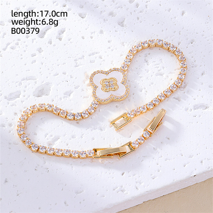 Bracelets décontractés en Zircon avec incrustation de cuivre en forme de cœur, fleur et papillon
