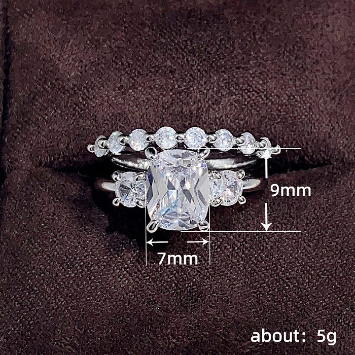 Simple Style Round Copper Inlay Artificial Gemstones Rings