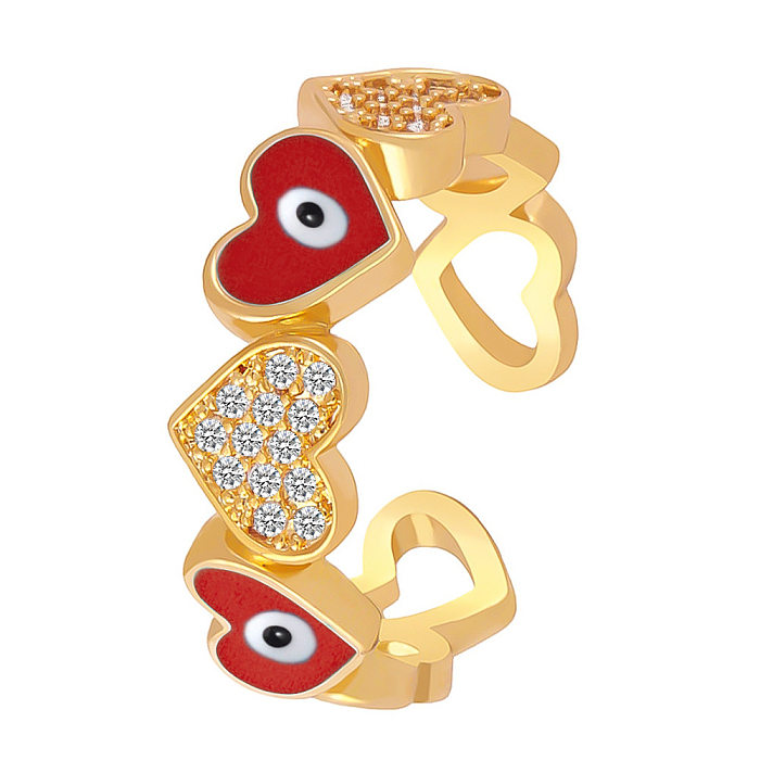Vintage Style Simple Style Eye Copper Plating Inlay Zircon 14K Gold Plated Open Ring