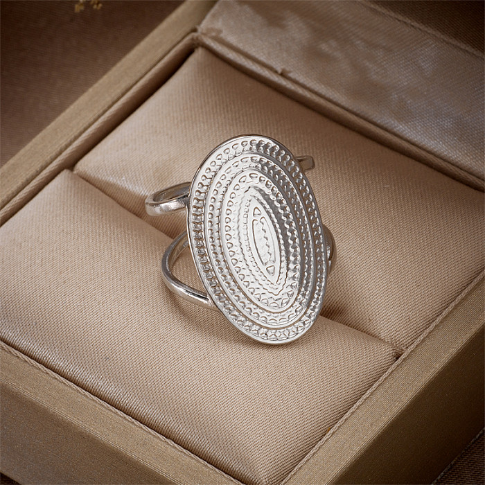 Simple Style Oval Titanium Steel Open Ring