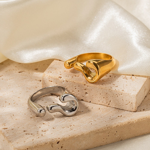IG Style Streetwear Unregelmäßige offene Ringe aus Edelstahl mit unregelmäßiger Beschichtung und 18 Karat vergoldet