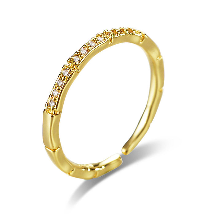 Fashion Geometric Copper Plating Zircon Open Ring