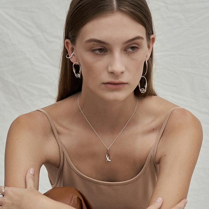 1 Pair Lady U Shape Asymmetrical Plating Inlay Copper Artificial Crystal Pearl Drop Earrings