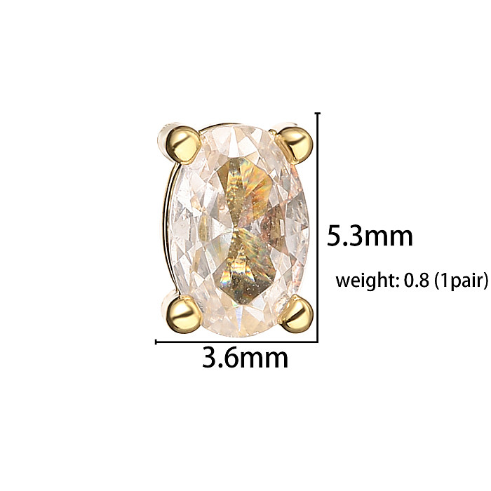 1 Pair Casual Elegant Simple Style Triangle Round Dots Heart Shape Plating Inlay Copper Zircon 18K Gold Plated Ear Studs