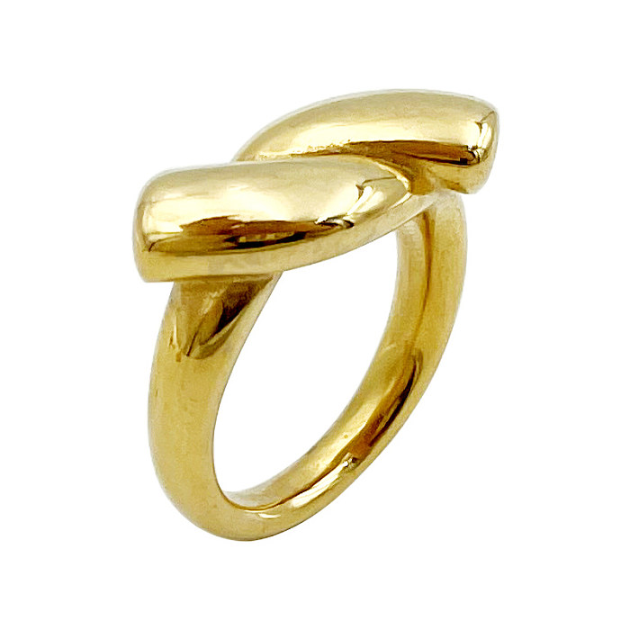Wholesale Retro Simple Style Commute Twist Stainless Steel Plating Gold Plated Rings