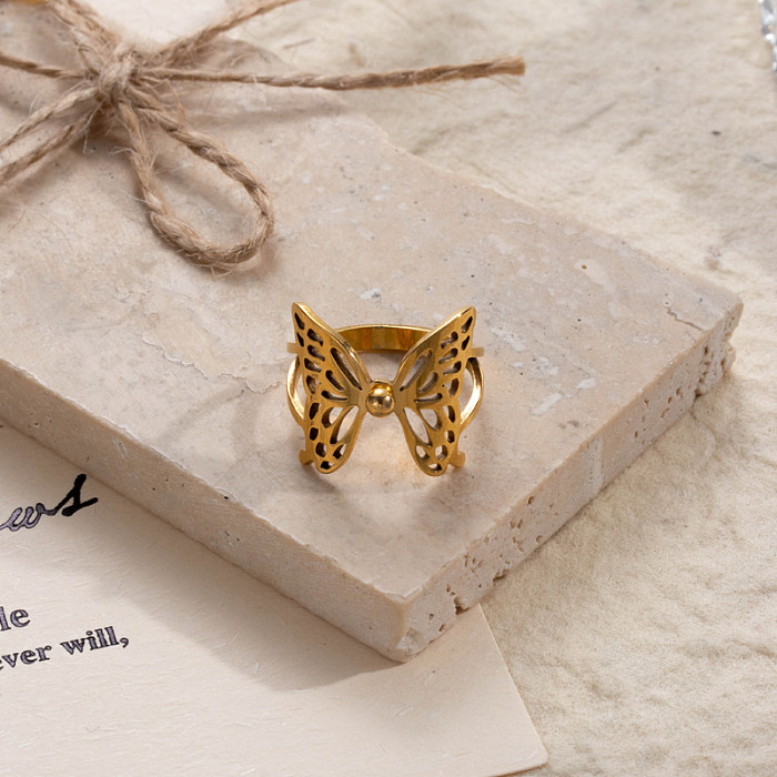 IG Style Butterfly Stainless Steel 18K Gold Plated Rings In Bulk